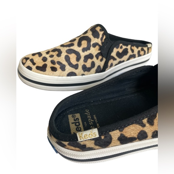 Keds x Kate Spade New York Double Decker Calf Hair type leopard mule women's Sz7 - Picture 3 of 11